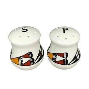 Acoma Pottery Native American Salt & Pepper Shakers Geometric Pattern
